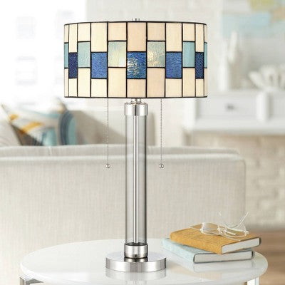 lampa stołowa z barwionego szkła