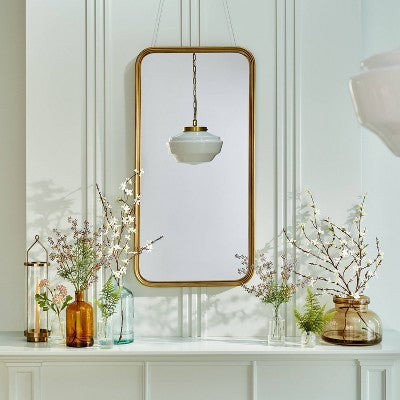 Regulowana mleczna lampa sufitowa mosiądz