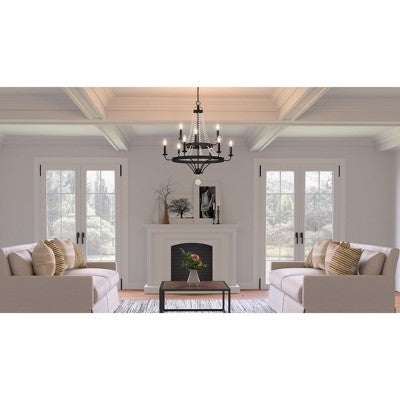 Duży żyrandol Adelaide 9-ramienny