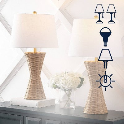 Zestaw 2 lamp rattanowych z LED